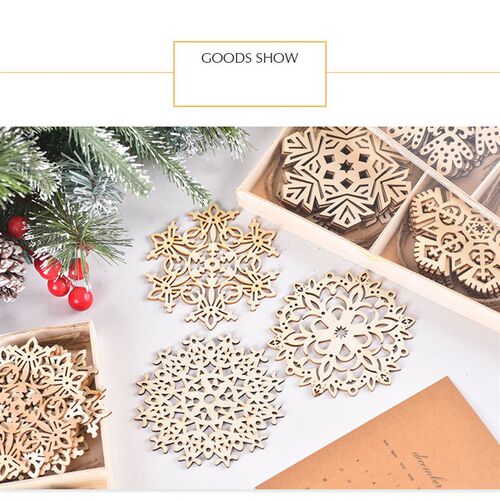 18Pcs Wooden Snowflake Christmas Tree Ornament Pendant Decor
