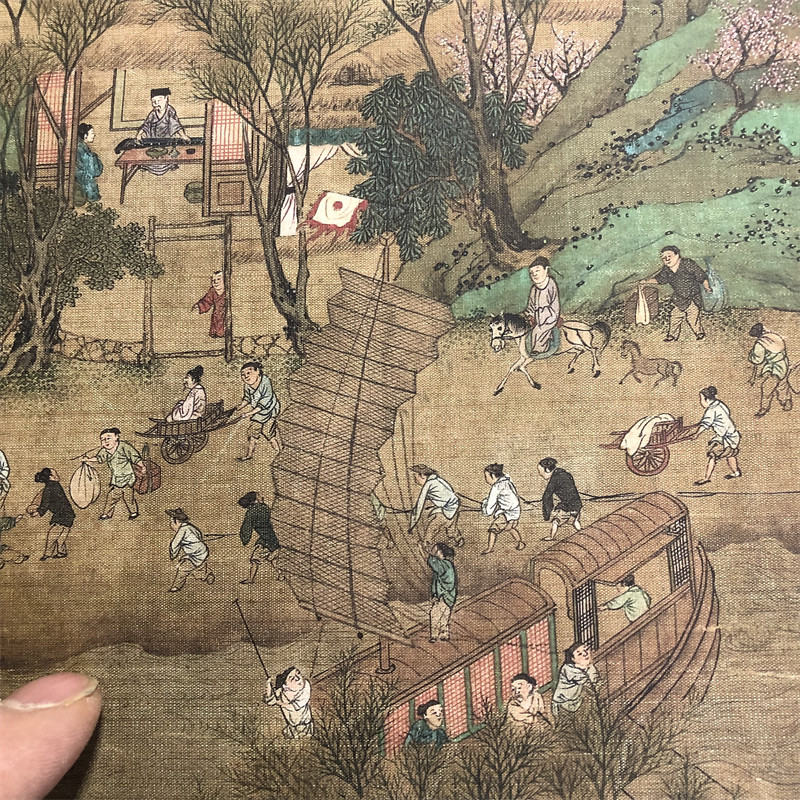 北宋 全景清明上河图 明清摹本奥地利藏本微喷复制人物装饰画装裱