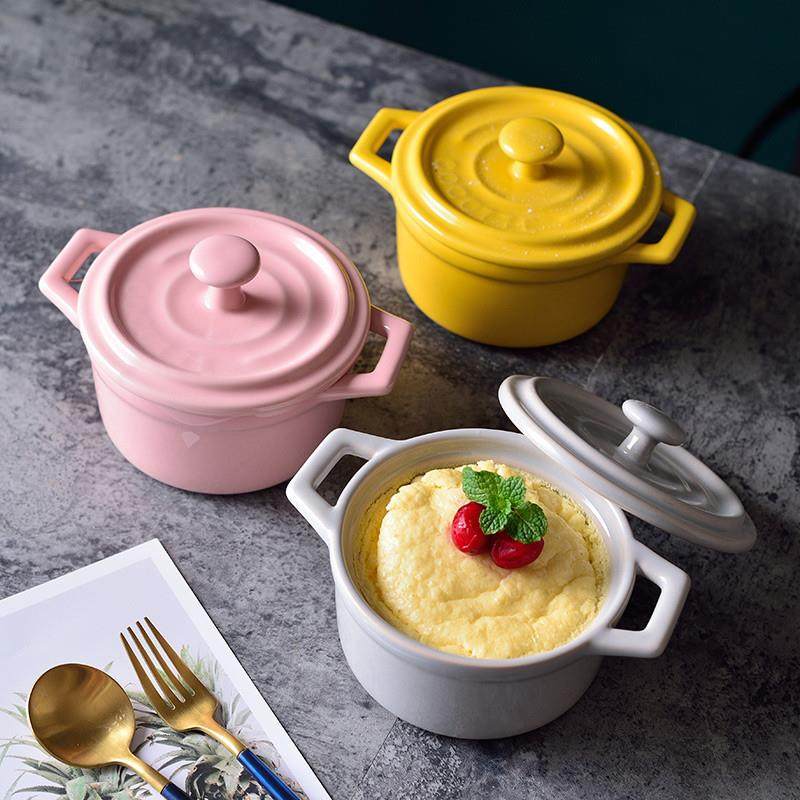 陶瓷双耳碗带盖子蒸蛋炖盅甜品汤碗家用微波炉专用耐高温烤碗新品,餐饮具,碗,淘宝优惠券,粉丝福利购,淘宝优惠卷