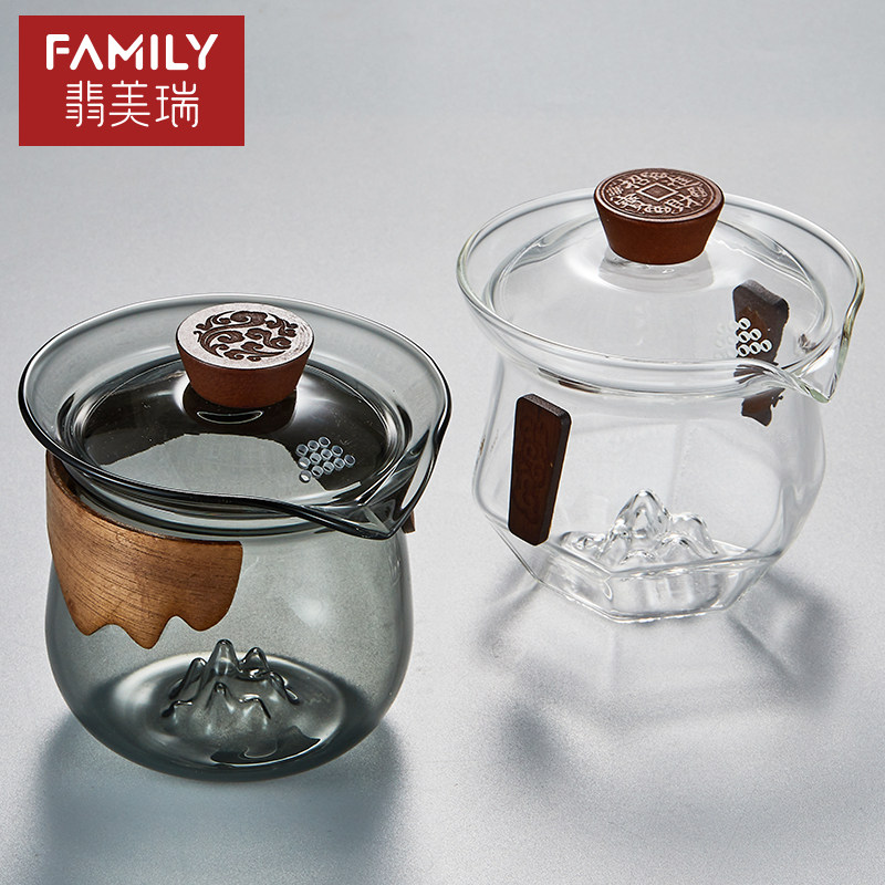 泡茶盖碗单个高档茶杯茶碗功夫茶具套装高硼硅耐热玻璃防烫手抓壶,餐饮具,盖碗,淘宝优惠券,粉丝福利购,淘宝优惠卷