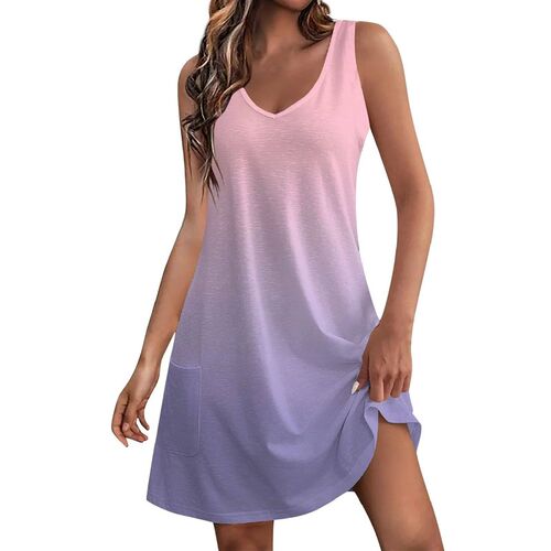WomenS Casual Sundress With Pockets Summer Boho Beach