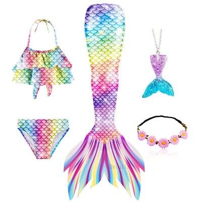 Set Bikini Renang Ekor Putri Duyung Anak-anak Perempuan 4 Wa