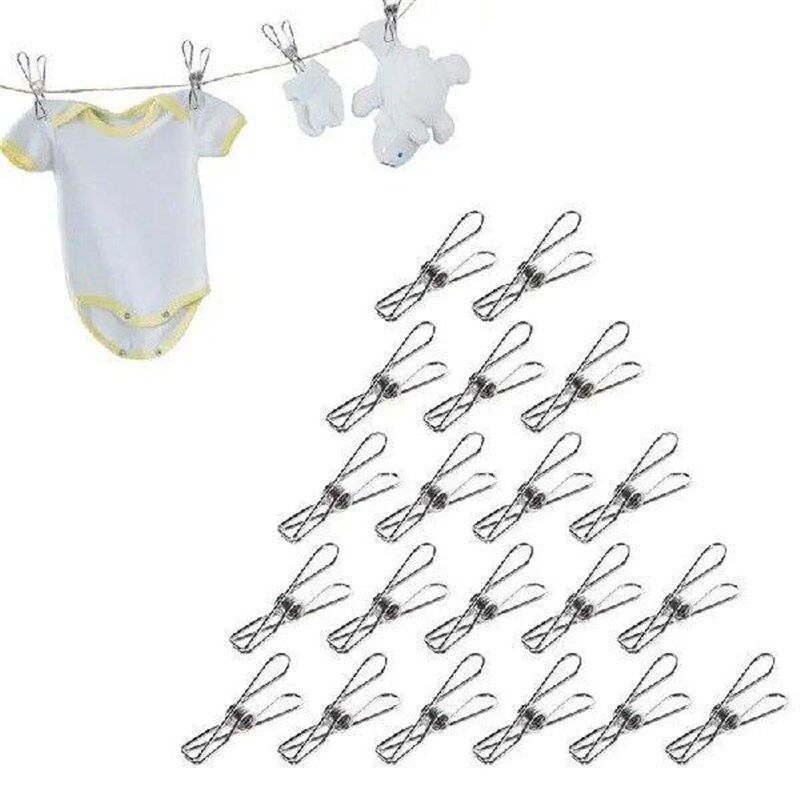 20PC Clothes Drying Clips Stainless Steel Securing Folder