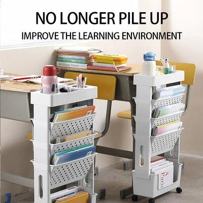 Floor Mounted Movable Bookshelf with Wheels Classroom Desk S