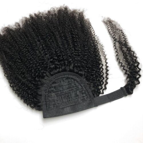 Wrap Around Tail Afro Curly Human Hair Live Wig Wool tail