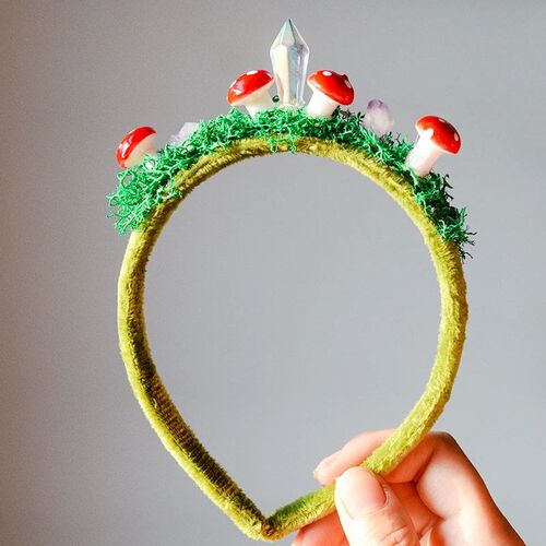 Fantasy Forest Mossy Mushroom Crown Fairy Headband Woodland
