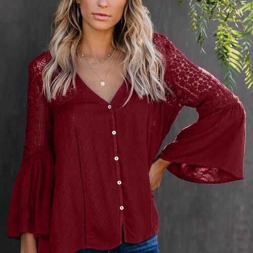 Black/White/Gray The Du Jour Crochet Blouse Women Shirts Lac