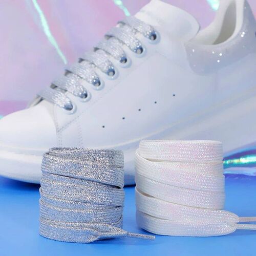 Colorful Flat Shoe laces Fashion Glitter Shoelaces for Athle