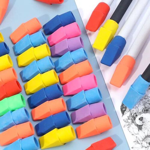 20Pcs/Set Cute Colorfu Pencil Top Eraser Caps Pen Erasers To