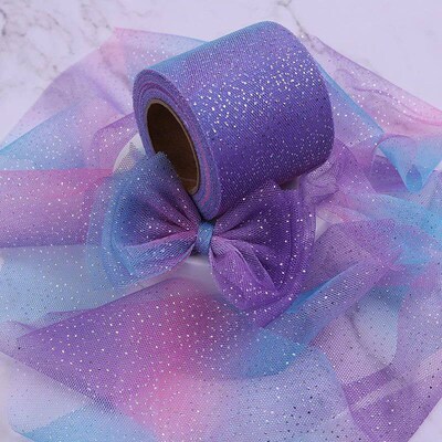 5yards 6cm Silver Dot Tulle Soft Iridescent Mesh Ribbon DIY