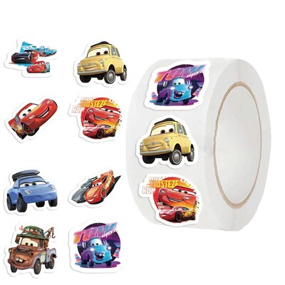 500Pcs/Roll  Cars Cartoon Stickers Lightning McQueen Decals