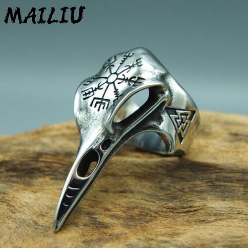 Viking Crow Bone Ring Fashion Mens Punk Rock Hip Hop Ring V