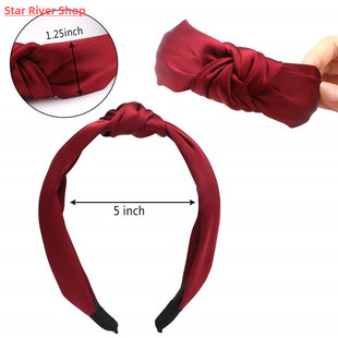 Headband Twisted Solid Wide Col Hoop Side Head Women Knotted
