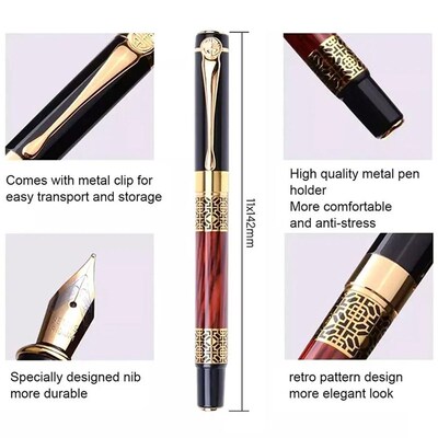 100Pcs/Set Retro Metal Fountain Pen Replaceable Ink Elegant
