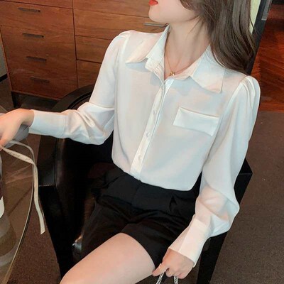 Autumn new all-match commuter long-sleeved shirt womens top