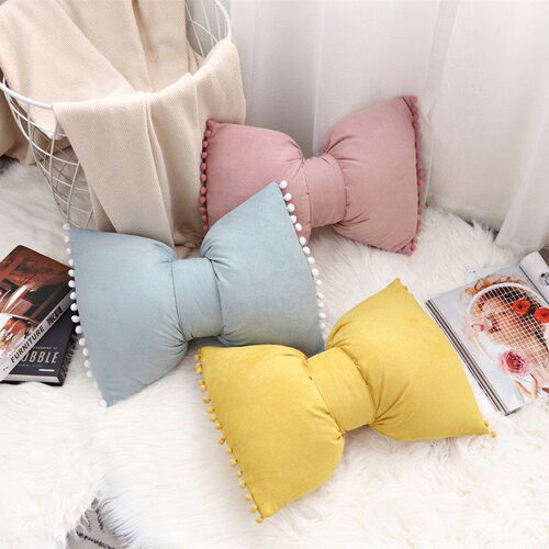 Cilected Nordic Ins Cute Bow Cushion Solid Color Princess Se