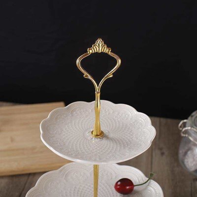 european embossed ceramic platter snack plate cake rack