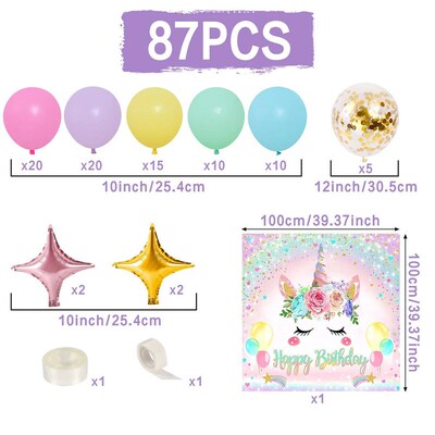 Unicorn Backdrop Balloon Garland Arch Set Birthday Party Dec