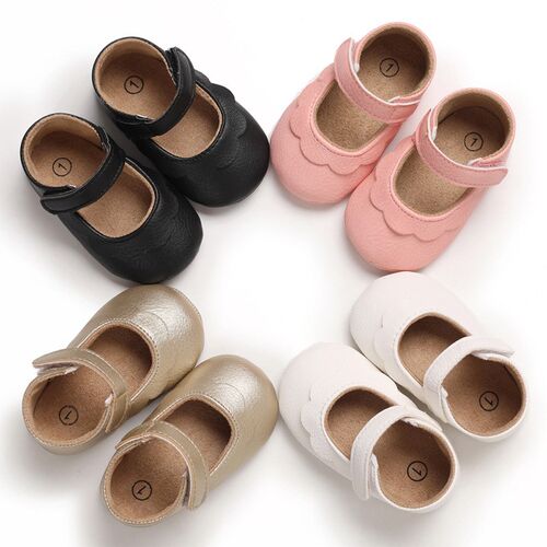 Baby Learning Walker Shoes PU Soft Rubber Soles Princess Sho