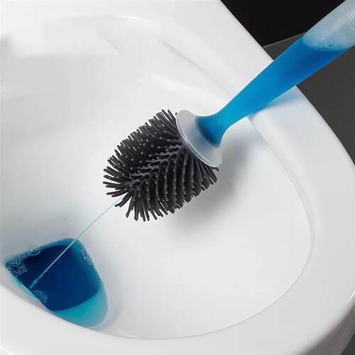 Water Spray Silicone Toilet Brush 40cm Long Handle Refillabl