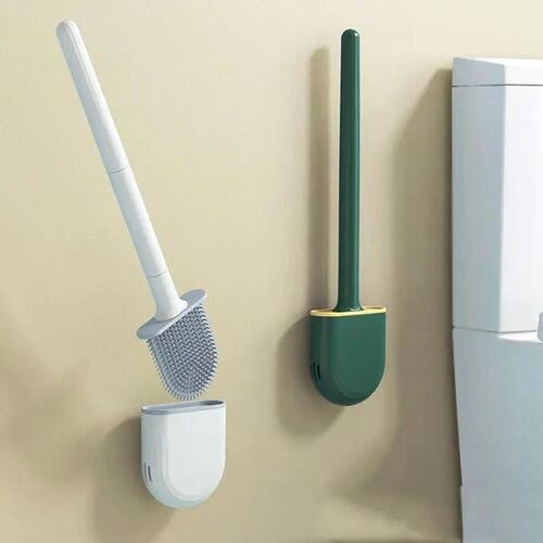 TPR Silicone Toilet Brush Flat Head Flexible Wall Mounted Bl