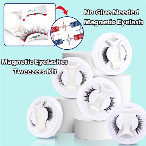 1 Pair Magnetic Eyelashes Tweezers Kit No Glue Needed Magnet