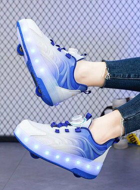 Two Wheels Childrens Led Light Roller Skate Shoes For Kids