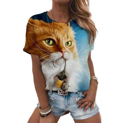 2022 Summer New Fashion Tshirt Women D Printing Kawaii Cute