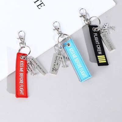 1PC Flight Keychain Set Kiss Me Before Flight Crew Drive Saf