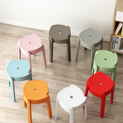 Nordic round stool plastic adult stackable high table chair