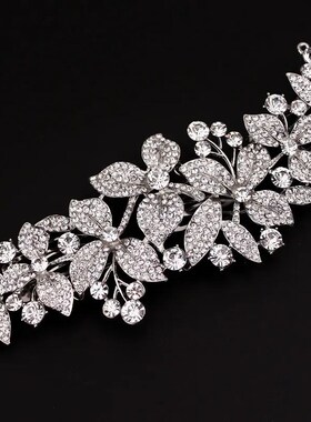 2023 New Fashion Long Flower Wedding Hair Comb Clear Rhinest