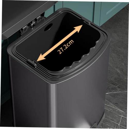 Rectangle Metal Lidded Step Trash Can, Compact Garbage Bin.