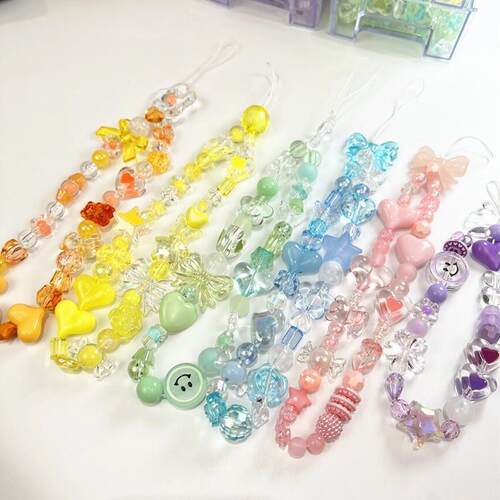 50g 8 Style Acrylic Beads Smile Heart Bow Flower Loose Be