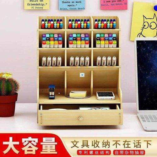 Wooden D Organizer Multi-ctional DIY Pen Holder Box