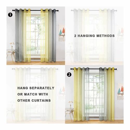 Topfinel Modern Gradient Color Sheer Curtains for Living Roo