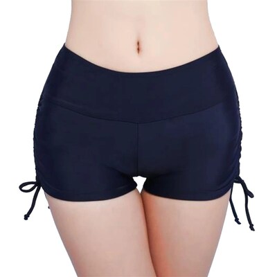 Womens Swimming Shorts High Waist Sides Drawstring Ruched