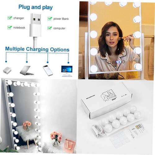 LED Make up Mirror Light Bulbs USB Hollywood Vanity Makeup M