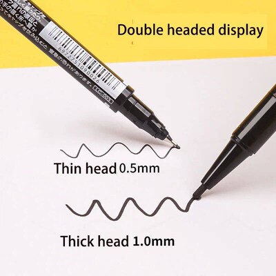 10Pcs Twin Tip Permanent Marker Black/Blue/Red Oil Marker Pe