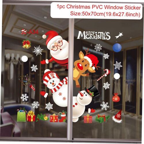 Merry Christmas Decoration for Home 2023 Wall Window Sticker