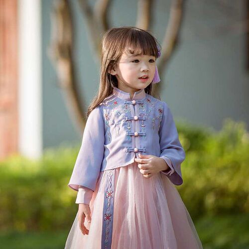 Meng Hu childrens girls Chinese clothing long sleeve skirt