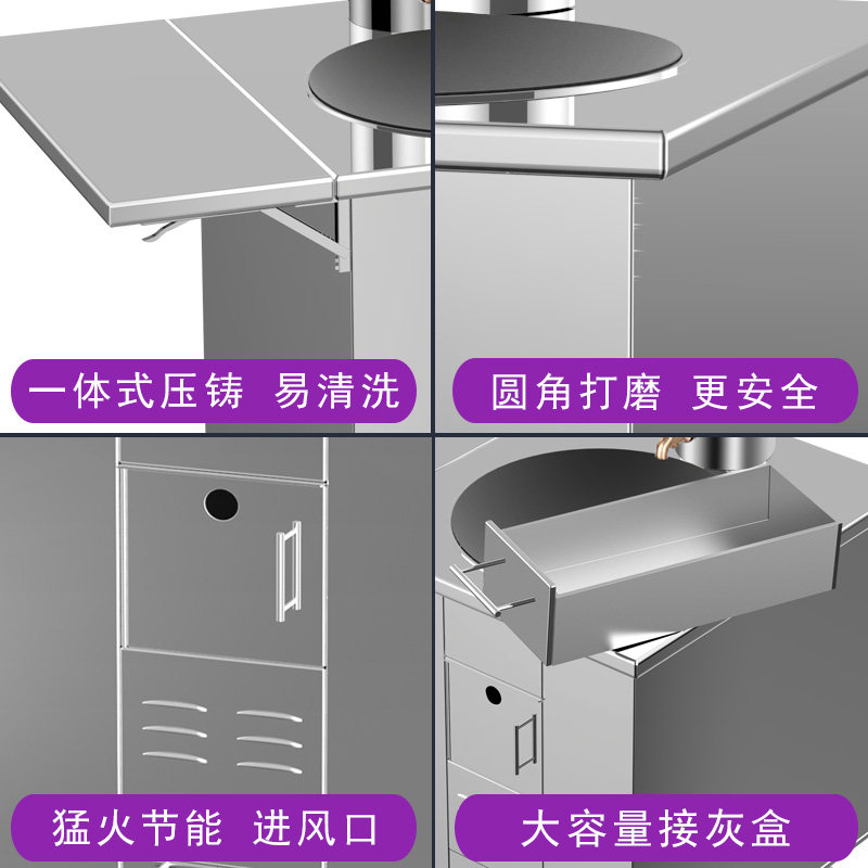 农村家用柴火灶炉烧木柴灶锅加厚不锈钢无烟节能大灶台可移动