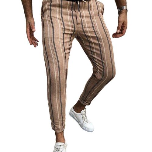 Mens stripe fashion nine point pants casual pants fashion t