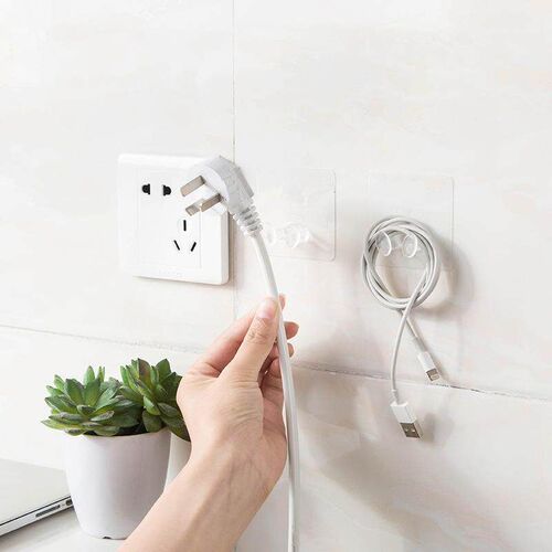Clear Adhesive Socket Hook for Power Plugs, Adhesive Bracket