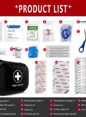 91pcs Portable Emergency Medical First Aid Bag Kit For House