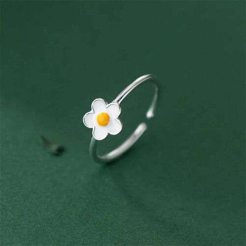 rendy Simple Silver Color Sweet Daisy Rings For Women Cute F