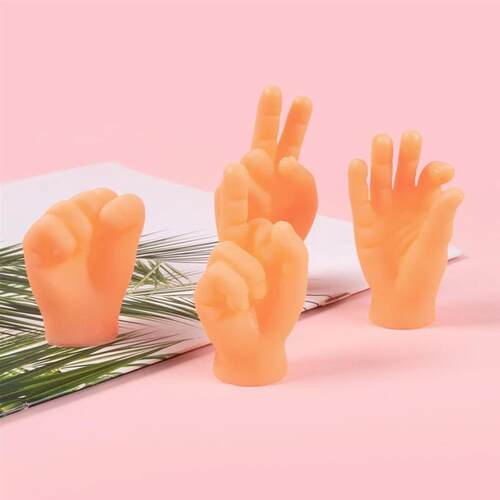 6pcs Funny Tiny Finger Hands Gesture Toys Teasing Cat Rubber