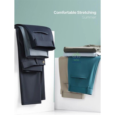 High Sretch Fabric Summer Thin Ice Silk Business Pants Men E