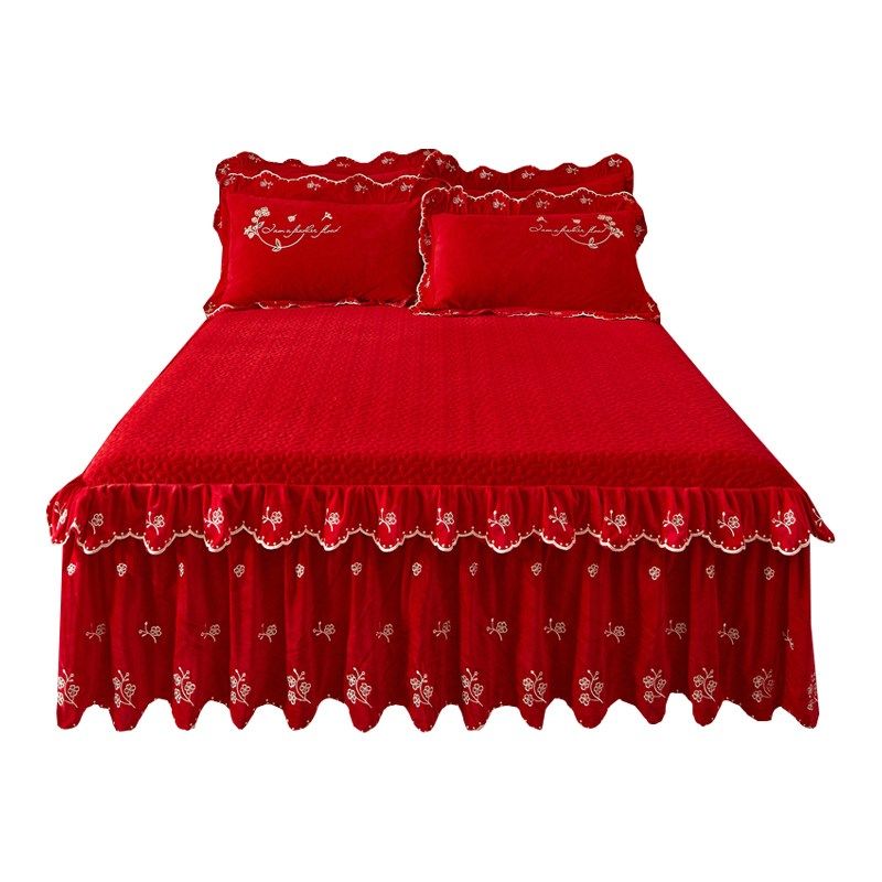 类欧式宝宝绒夹棉床裙单件秋冬加厚珊瑚公主风床罩三件,床上用品,床裙,淘宝优惠券,粉丝福利购,淘宝优惠卷