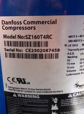 SZ161T4VC SZ160T4CC SM160T4RC SM160T4CB 丹佛斯空调冷库压缩机