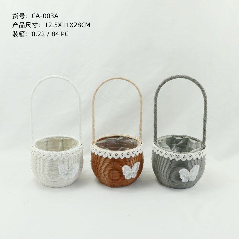 手提插花花篮仿藤手工编织田园多肉种植花盆客厅摆件,家居饰品,花篮,淘宝优惠券,粉丝福利购,淘宝优惠卷